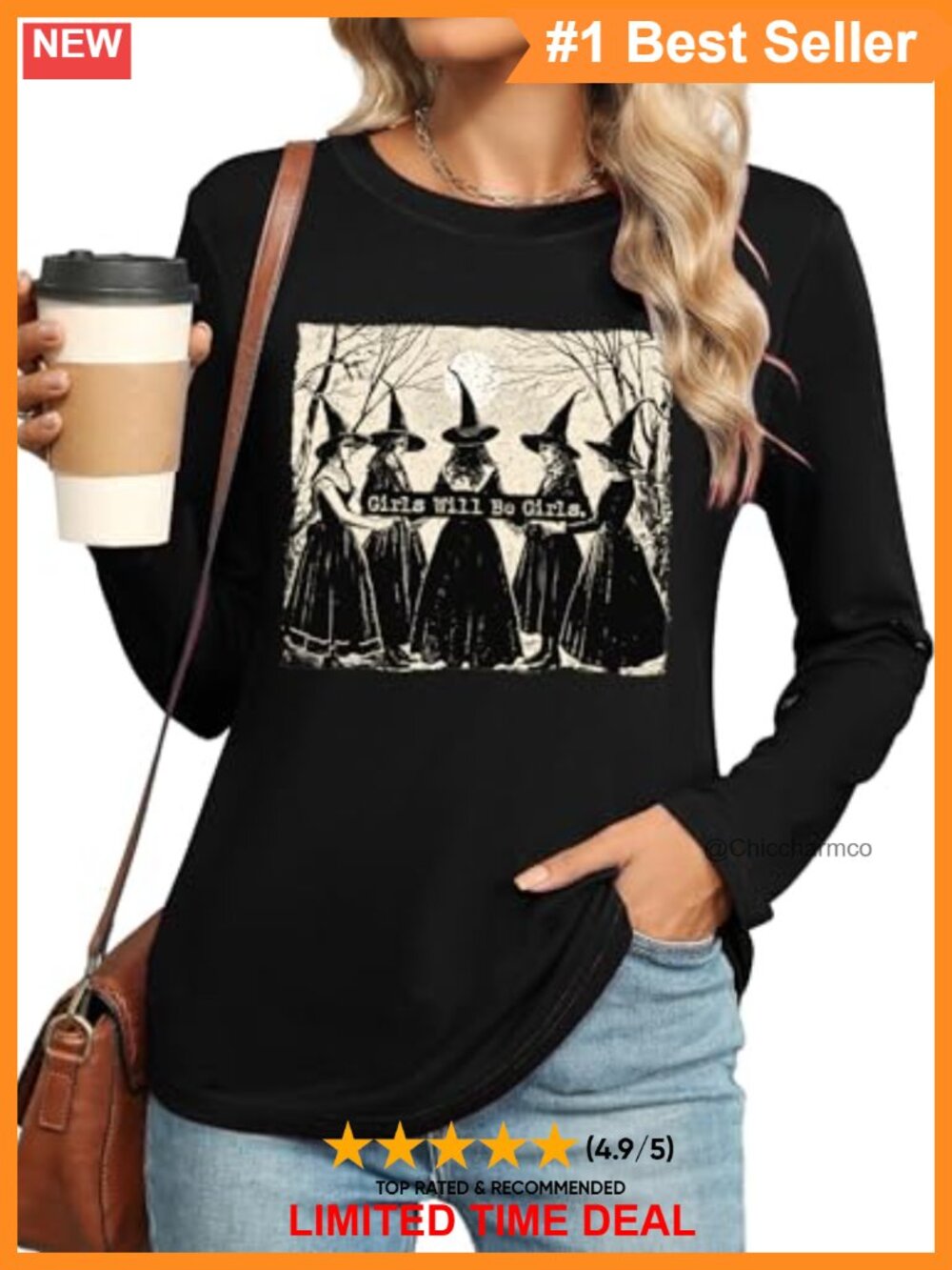 Women Halloween Graphic Tee Long Sleeve Crew Neck Polyester Rayon